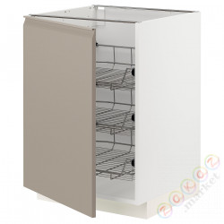 ⭐METOD⭐Гардероб с проволочной корзиной, белый/Upplöv матciemnoбежевый, 60x60 cm⭐ИКЕА-09491980