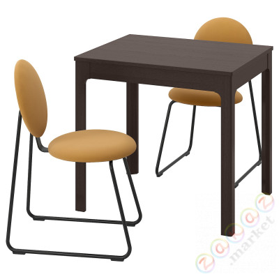 ⭐EKEDALEN / MANHULT⭐Таблица и 2 стулья, темно коричневый/Крючокebo miodowy коричневый, 80/120 cm⭐ИКЕА-39506013