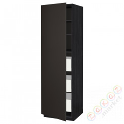 ⭐METOD / MAXIMERA⭐Высокий шкаф с ящики, черный/Кунгсбака антрацит, 60x60x200 cm⭐ИКЕА-49369807