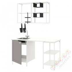 ⭐ENHET⭐Кухня, белый/серая рамка, 163x63.5x222 cm⭐ИКЕА-79485508