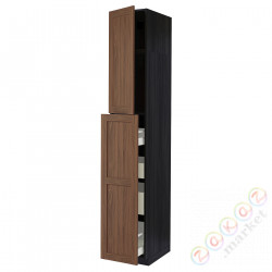 ⭐METOD / MAXIMERA⭐Sза wys сwys 1Drz/4шу, черныйEnköping/коричневый орех, 40x60x240 cm⭐ИКЕА-09476437