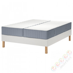 ⭐LYNGOR⭐Континентальная кровать, Вогстранда жесткий/средняя твердость/jasnoсиний белый, 160x200 cm⭐ИКЕА-69554267