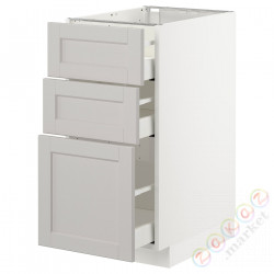 ⭐METOD / MAXIMERA⭐Напольный шкаф с 3 ящики, белый/Lerhyttan светло-серый, 40x60 cm⭐ИКЕА-59274229