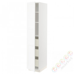 ⭐METOD / MAXIMERA⭐Высокий шкаф с ящики, белый Enköping/белый имитация дерева, 40x60x200 cm⭐ИКЕА-79473553