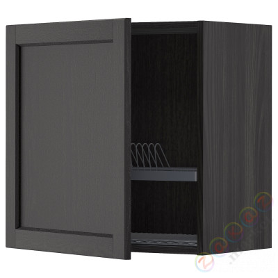 ⭐METOD⭐Навесной шкаф с сушилкой для посуды, черный/Lerhyttan черный морилка, 60x60 cm⭐ИКЕА-19454538