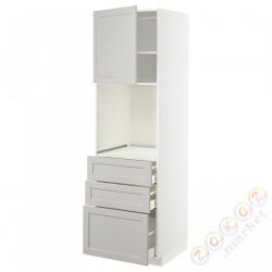 ⭐METOD / MAXIMERA⭐Кабинет высокой температуры/Drz/3 шу, белый/Lerhyttan светло-серый, 60x60x200 cm⭐ИКЕА-29455981