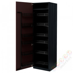 ⭐METOD⭐Высокий шкаф с wysuwaną spiżarką, черный калларп/темно-красно-коричневый блеск, 60x60x200 cm⭐ИКЕА-69472115