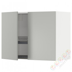 ⭐METOD⭐Навесной шкаф с крылом для сушки/2 дверь, белый/Havstorp светло-серый, 80x60 cm⭐ИКЕА-49538037