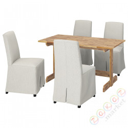 ⭐NACKANAS / BERGMUND⭐Таблица и 4 стулья, акация черная/Kolboda бежевый/темно-серый, 140 cm⭐ИКЕА-19481829