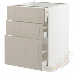 ⭐METOD / MAXIMERA⭐Напольный шкаф с 3 ящики, белый/Stensund бежевый, 60x60 cm⭐ИКЕА-59408115