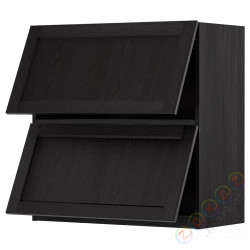 ⭐METOD⭐Горизонтальный шкаф 2 Drzв и открытое касание, черный/Lerhyttan черный морилка, 80x80 cm⭐ИКЕА-79393797