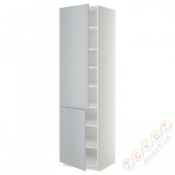 ⭐METOD⭐Высокий шкаф с полками/2Drz, белый/Veddinge Серый, 60x60x220 cm⭐ИКЕА-49457465