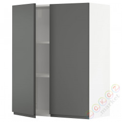 ⭐METOD⭐Навесной шкаф с полками/2 дверь, белый/Voxtorpтемно-серый, 80x100 cm⭐ИКЕА-19455934