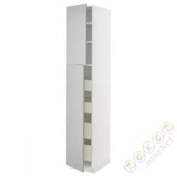 ⭐METOD / MAXIMERA⭐Шкаф, высота 2дверь/4лопата, белый/Havstorp светло-серый, 40x60x220 cm⭐ИКЕА-79538936