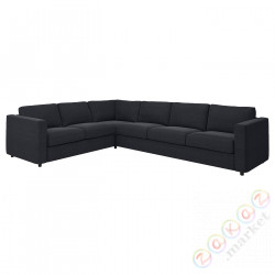 ⭐VIMLE⭐Чехол на угловой диван, 5-человек, Saxemara черно-синий⭐ИКЕА-69399709
