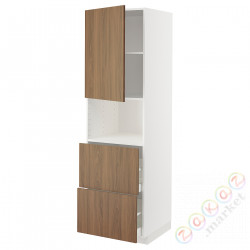 ⭐METOD / MAXIMERA⭐В шкафу для микрофона дверь/2 ящики, белый/Tistorp подражаниеacja коричневыйowego орехa, 60x60x200 cm⭐ИКЕА-49519755