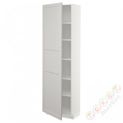 ⭐METOD⭐Высокий шкаф/полки, белый/Lerhyttan светло-серый, 60x37x200 cm⭐ИКЕА-49461702