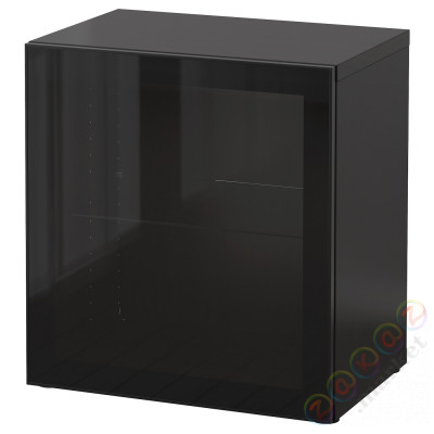 ⭐BESTA⭐Сайт, Черно-коричневый/Glassvik черный/прозрачное стекло, 60x42x64 cm⭐ИКЕА-49047751