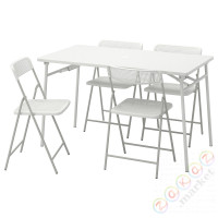⭐TORPARO⭐Таблица +4 складные стулья, сад, белый/белый/Серый, 130 cm⭐ИКЕА-89494866