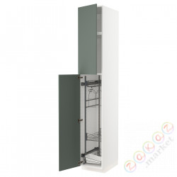 ⭐METOD⭐Высокий шкаф/домашний интерьер, белый/Bodarp серо-зеленый, 40x60x240 cm⭐ИКЕА-99464958