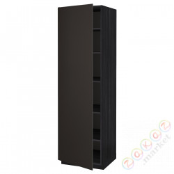 ⭐METOD⭐Высокий шкаф/полки, черный/Кунгсбака антрацит, 60x60x200 cm⭐ИКЕА-49469944