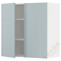 ⭐METOD⭐Навесной шкаф с полками/2 дверь, белый/Kallarp jasnoсерый-синий, 80x80 cm⭐ИКЕА-79479376