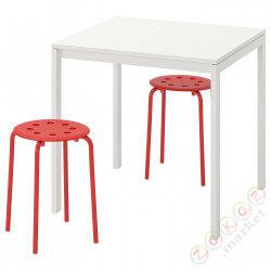 ⭐MELLTORP / MARIUS⭐Таблица и 2 табуреты, белый/красный, 75 cm⭐ИКЕА-89012759