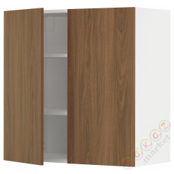 ⭐METOD⭐Навесной шкаф с полками/2 дверь, белый/Tistorp подражаниеacja коричневыйowego орехa, 80x80 cm⭐ИКЕА-79519037