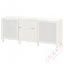 ⭐BESTA⭐Сочетание с ящики, белый/Selsviken/Глянцевый Stubbarpбелый матовое стекло, 180x42x74 cm⭐ИКЕА-59302699