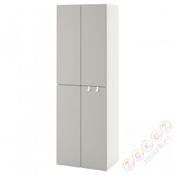 ⭐SMASTAD / PLATSA⭐Гардероб, белый Серый/с2 вешалки для одежды, 60x42x181 cm⭐ИКЕА-89426349