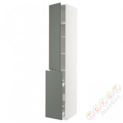 ⭐METOD / MAXIMERA⭐Sза wys 3шу/1d/2половина, белый/Bodarp серо-зеленый, 40x60x240 cm⭐ИКЕА-59465554