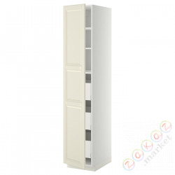 ⭐METOD / MAXIMERA⭐Высокий шкаф с ящики, белый/Bodbyn сливочный, 40x60x200 cm⭐ИКЕА-79360042