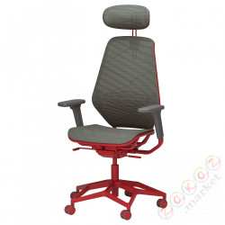 ⭐STYRSPEL⭐Стул gamingowe, Серый/красный⭐ИКЕА-60526085