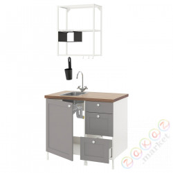 ⭐ENHET⭐Кухня, белый/серая рамка, 103x63.5x222 cm⭐ИКЕА-49485656