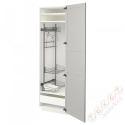 ⭐METOD / MAXIMERA⭐Высокий шкаф/домашний интерьер, белый/Lerhyttan светло-серый, 60x60x200 cm⭐ИКЕА-39386789