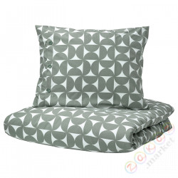 ⭐ANGSNEJLIKA⭐Poszwa na kołdrę i 2 posвызовki, Серый/зеленый, 200x200/50x60 cm⭐ИКЕА-60541076