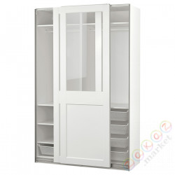 ⭐PAX / GRIMO⭐Шкаф с раздвижными дверьми дверь, белый/Чистое стекло белый, 150x66x236 cm⭐ИКЕА-19502271