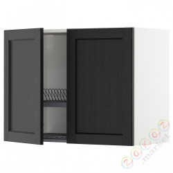 ⭐METOD⭐Навесной шкаф с крылом для сушки/2 дверь, белый/Lerhyttan черный морилка, 80x60 cm⭐ИКЕА-39459196