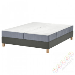 ⭐LYNGOR⭐Континентальная кровать, Vesteröy жесткий/средняя твердость/светло-синий темно-серый, 180x200 cm⭐ИКЕА-39553085