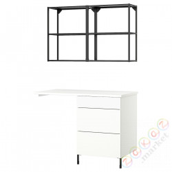 ⭐ENHET⭐Книжный шкаф, антрацит/белый, 121.5x63.5x222 cm⭐ИКЕА-29548075