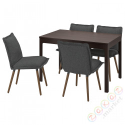 ⭐EKEDALEN / KLINTEN⭐Таблица и 4 стулья, темно коричневый/Kilanda темно-серый, 120/180 cm⭐ИКЕА-19505873