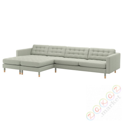 ⭐LANDSKRONA⭐5-местный диван, с шезлонгами/Gunnared светло-зеленый/дерево⭐ИКЕА-39269993