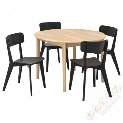 ⭐SKANSNAS / LISABO⭐Таблица и 4 стулья, jasny бук фанера/черный, 115/170 cm⭐ИКЕА-99561488