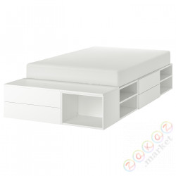 ⭐PLATSA⭐Каркас кровати с4 ящики, белый/Fonnes, 142x244x43 cm⭐ИКЕА-09302913