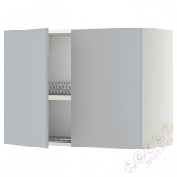 ⭐METOD⭐Навесной шкаф с крылом для сушки/2 дверь, белый/Veddinge Серый, 80x60 cm⭐ИКЕА-09465226