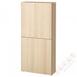 ⭐BESTA⭐настенный шкаф/2 дверь, под беленый дуб/Лаппвикен под беленый дуб, 60x22x128 cm⭐ИКЕА-79421960