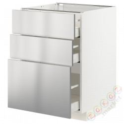 ⭐METOD / MAXIMERA⭐Напольный шкаф с 3 ящики, белый/Vårsta нержавеющая сталь, 60x60 cm⭐ИКЕА-09329903