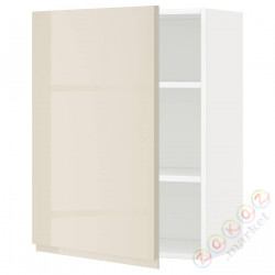 ⭐METOD⭐Навесной шкаф с полками, белый/Voxtorpглянцевый светло-бежевый, 60x80 cm⭐ИКЕА-59459100