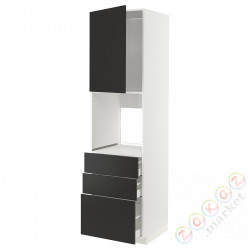 ⭐METOD / MAXIMERA⭐Кабинет высокой температуры/Drz/3 шу, белый/Nickebo матантрацит, 60x60x220 cm⭐ИКЕА-79498539