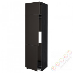 ⭐METOD⭐Ледяной шкаф высокий/замораживание/3Drz, черный/Кунгсбака антрацит, 60x60x220 cm⭐ИКЕА-09457472